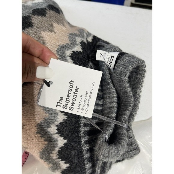 SONOMA Gray/Black/Peach/Tan/Rose Gold Sweater, XL - Picture 6 of 8